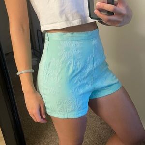 F21 embroidered flower high-waisted shorts